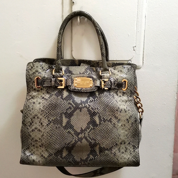 Michael Kors Handbags - MICHAEL KORS HAMILTON SNAKESKIN LARGE BAG.